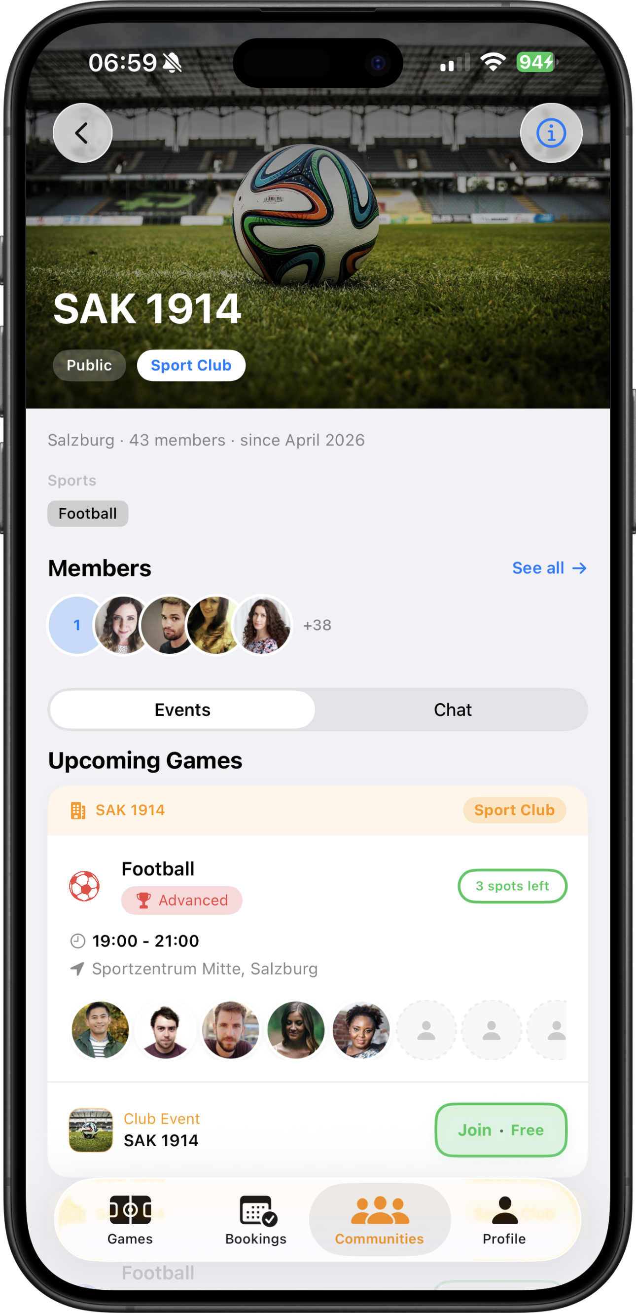 1Club Community Screen